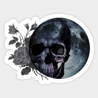 Halloween, aesthetics, skull, devil, ghost, spooky, creepy, skeleton, moon, marble, butterfly, retro, vintage, gothic, horror Sticker